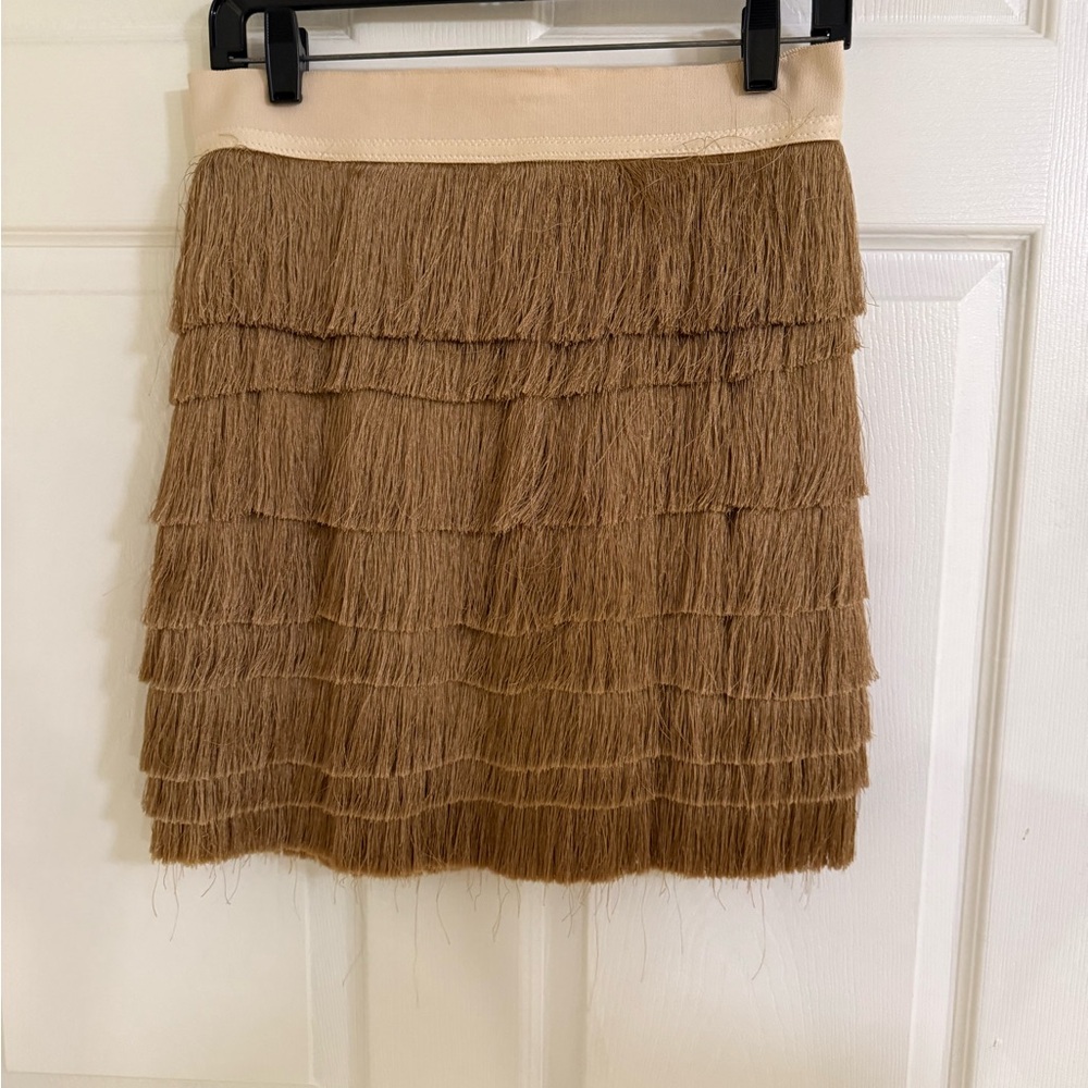 Robert Rodriguez Fringe Layered Mini Skirt - Brown